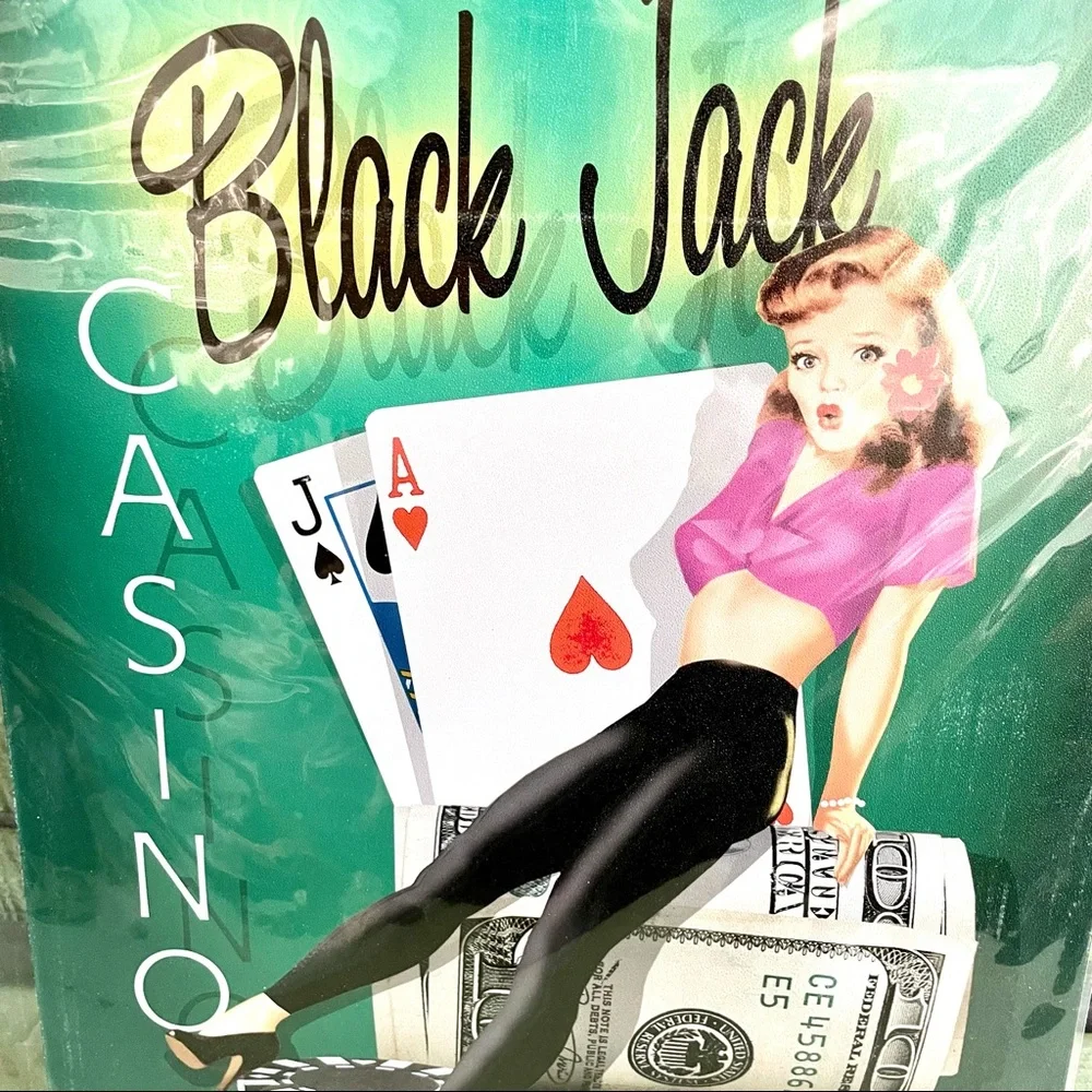NEW Black Jack Casino Metal Sign